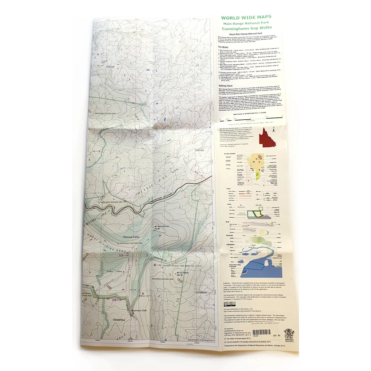 World Wide Maps Cunninghams Gap Bush Walks Map 2 World Wide Maps Cunninghams Gap Bush Walks Map - Image 2