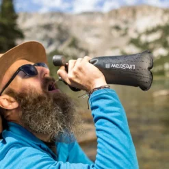 LifeStraw Peak Squeeze Bottle With Filter- 1L -Lowe Gear Adventure Shop LifeStraw Peak Squeeze Bottle 1L Mountain Blue 03