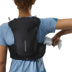 Salomon Adv Skin 12L Womens Set Running Vest With Flask - Black/Ebony -Lowe Gear Adventure Shop Salomon Adv Skin 12 WomensRunningVest Black 07