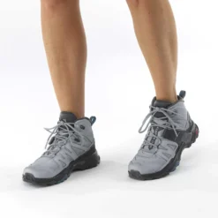 Salomon X Ultra 4 MID GTX Women's Hiking Boot - Quarry/Black/Legion Blue -Lowe Gear Adventure Shop Salomon X Ultra 4 Mid GTX Quarry Black Legion Blue 02 808652