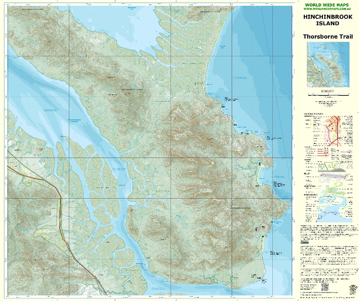 World Wide Maps Hinchinbrook Island - Thorsborne Trail Map - 50k Scale 1 World Wide Maps Hinchinbrook Island - Thorsborne Trail Map - 50k Scale